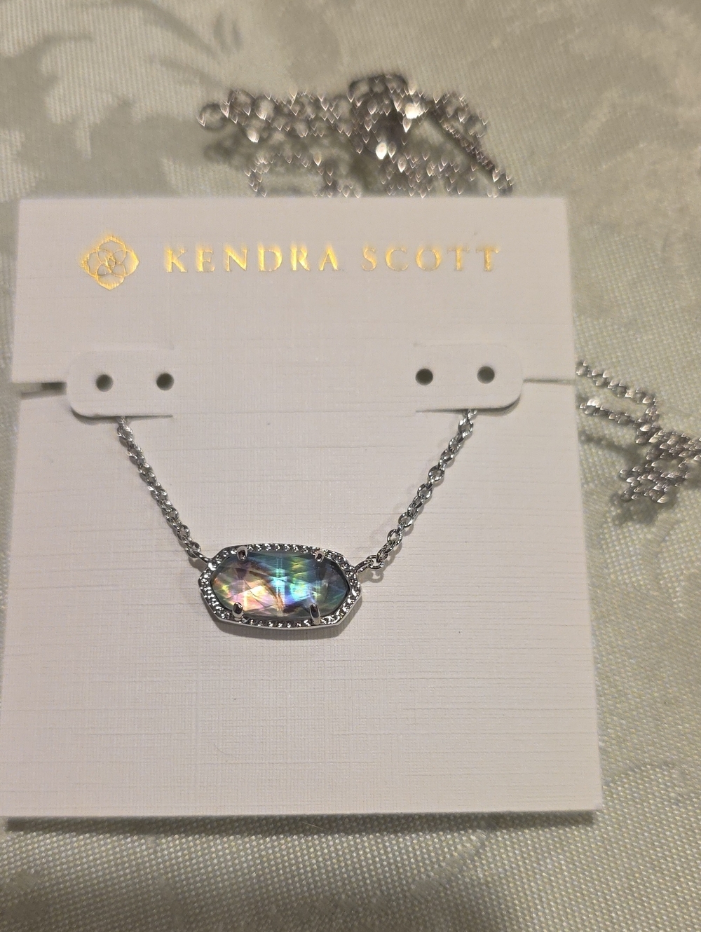 Kendra Scott Iridescent Elise Necklace - Silver with Multicolor Sheen - Picture 2 of 10